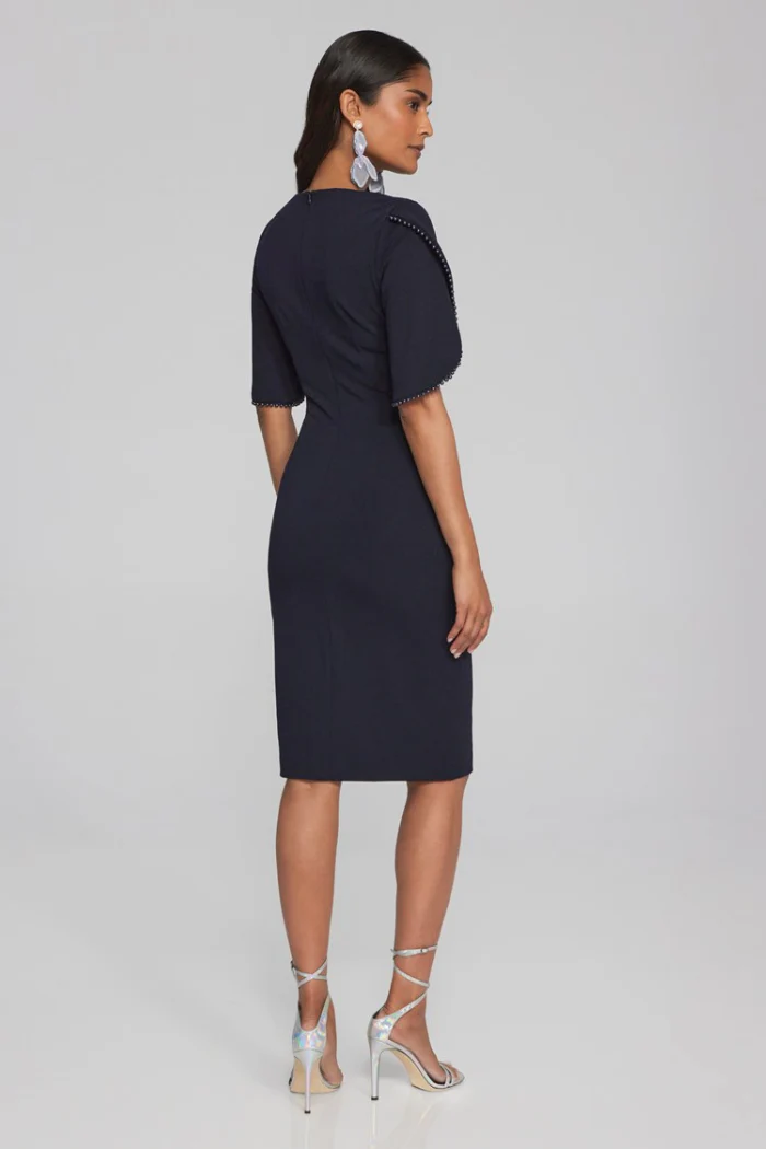 Scuba Crepe Sheath Dress with Pearl Detail - Image 7