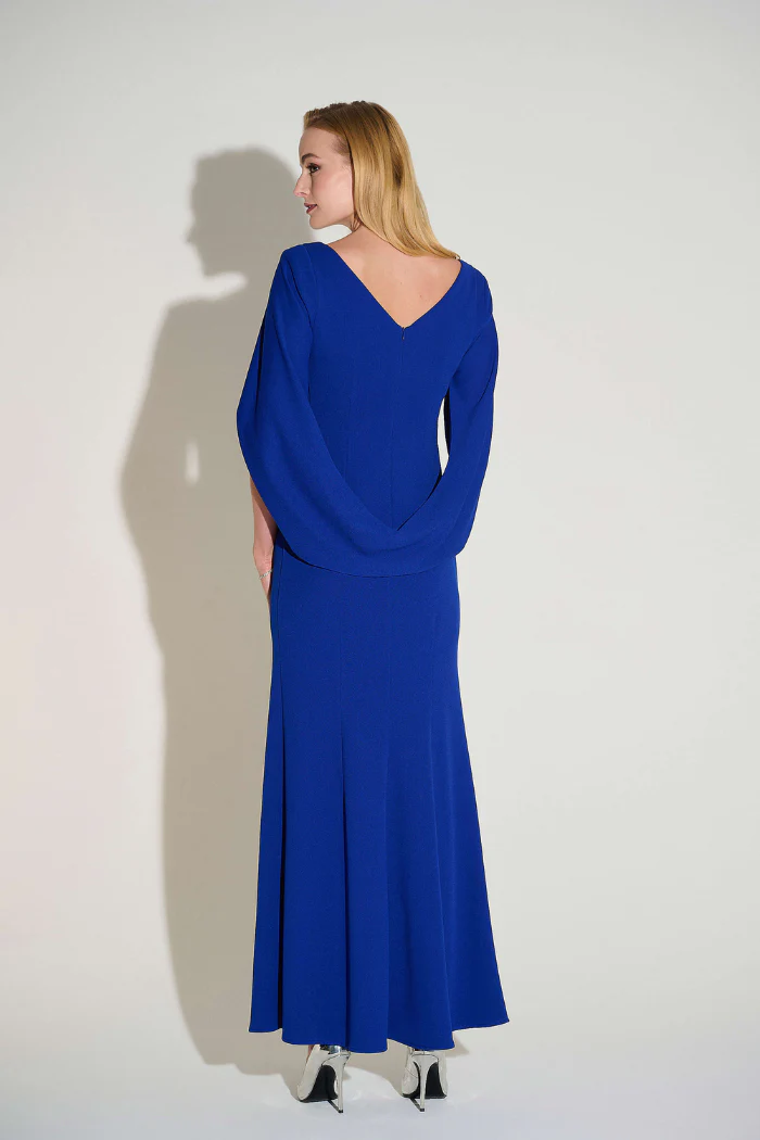 Scuba Crepe Trumpet Gown with Satin Cowl Sleeves - Image 8