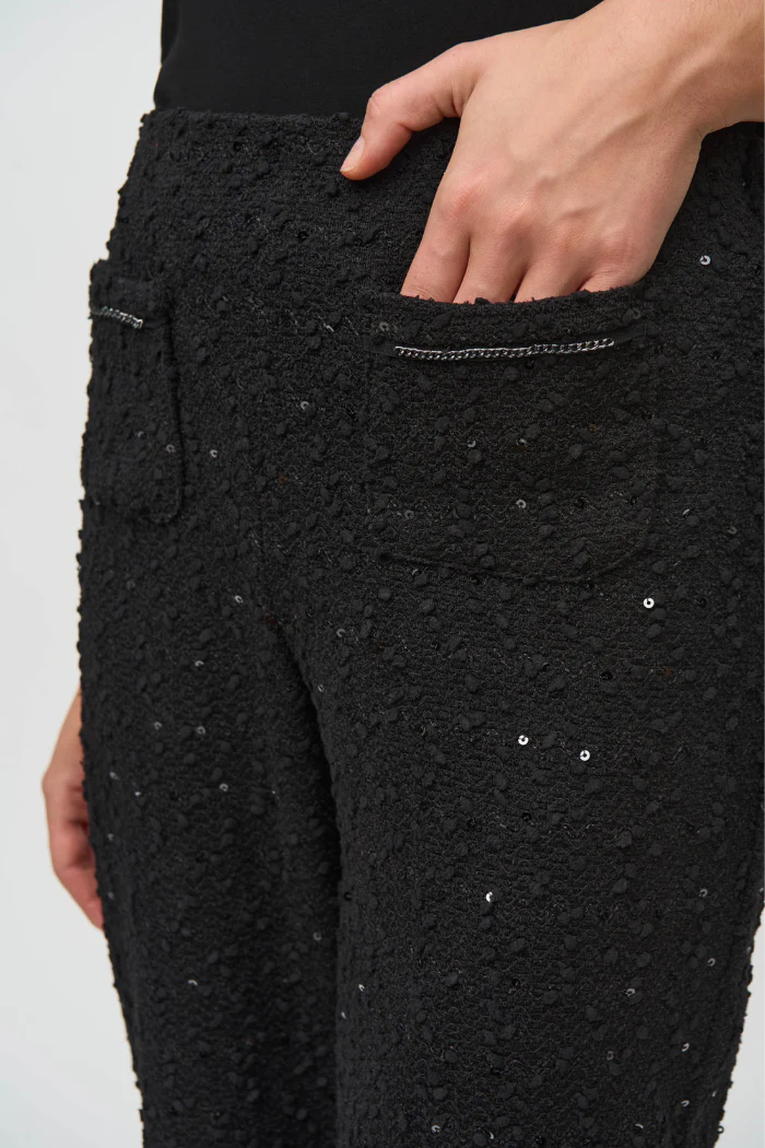 Sequins Bouclé Wide-Leg Pull-On Pants - Image 3