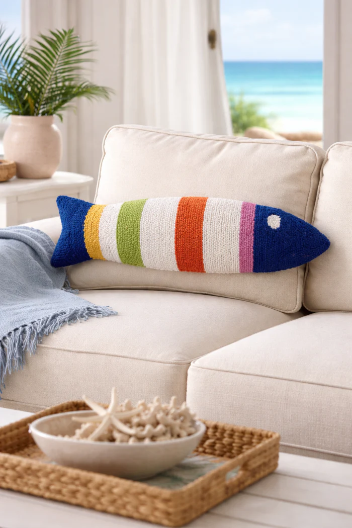 Shaped Picket Fish Hook Pillow - Kate Nelligan