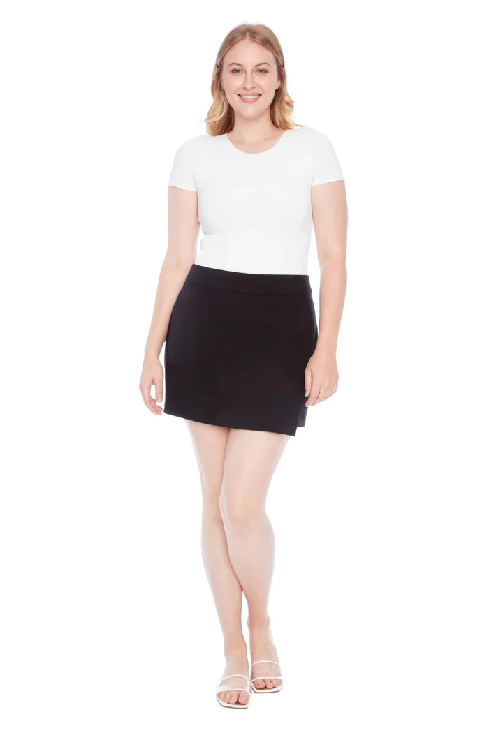 Shira Solid Amalfi Assymetric Skort - Black