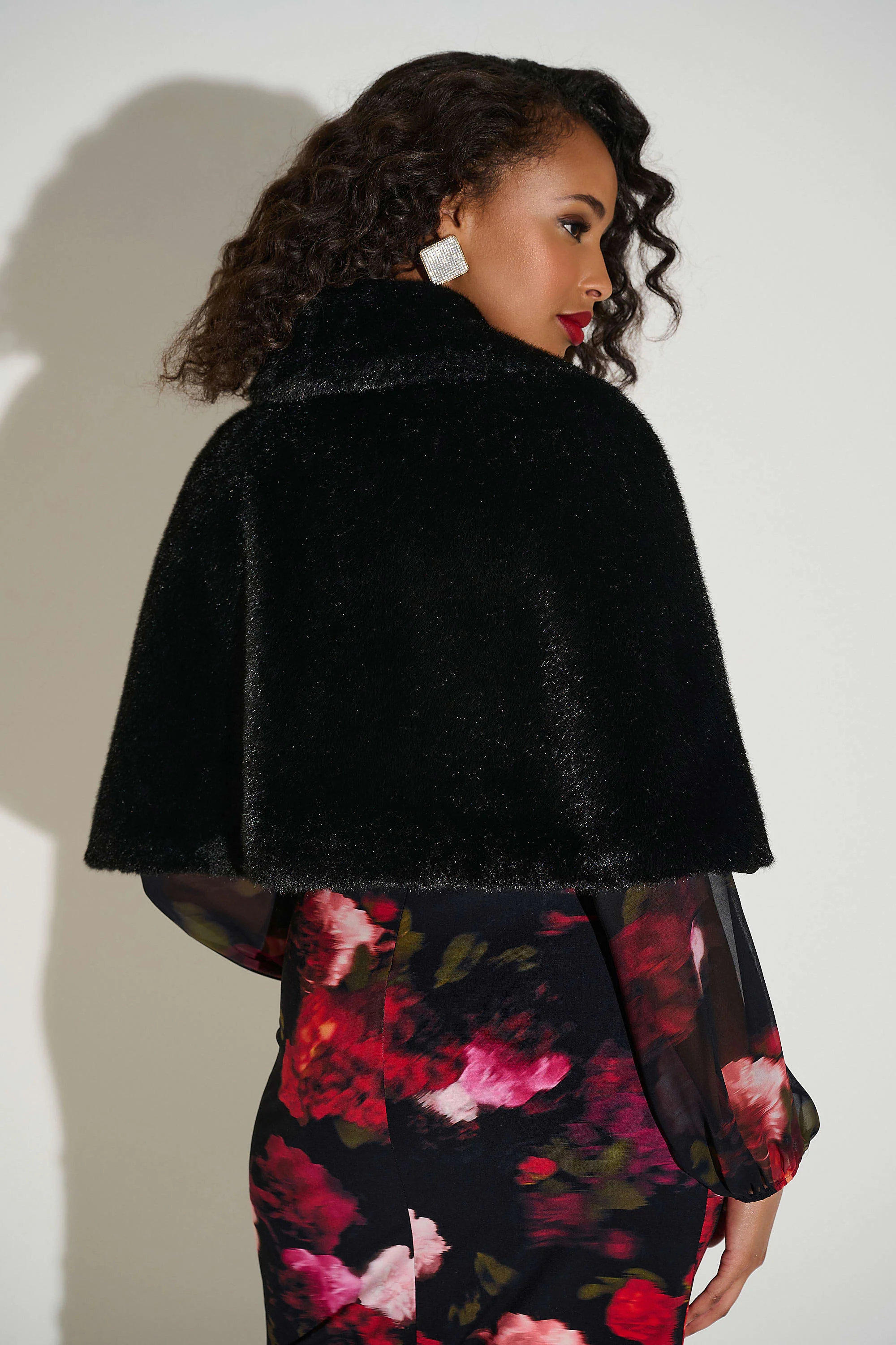 Signature | Faux Fur Cape with Crystal Brooch - Image 3