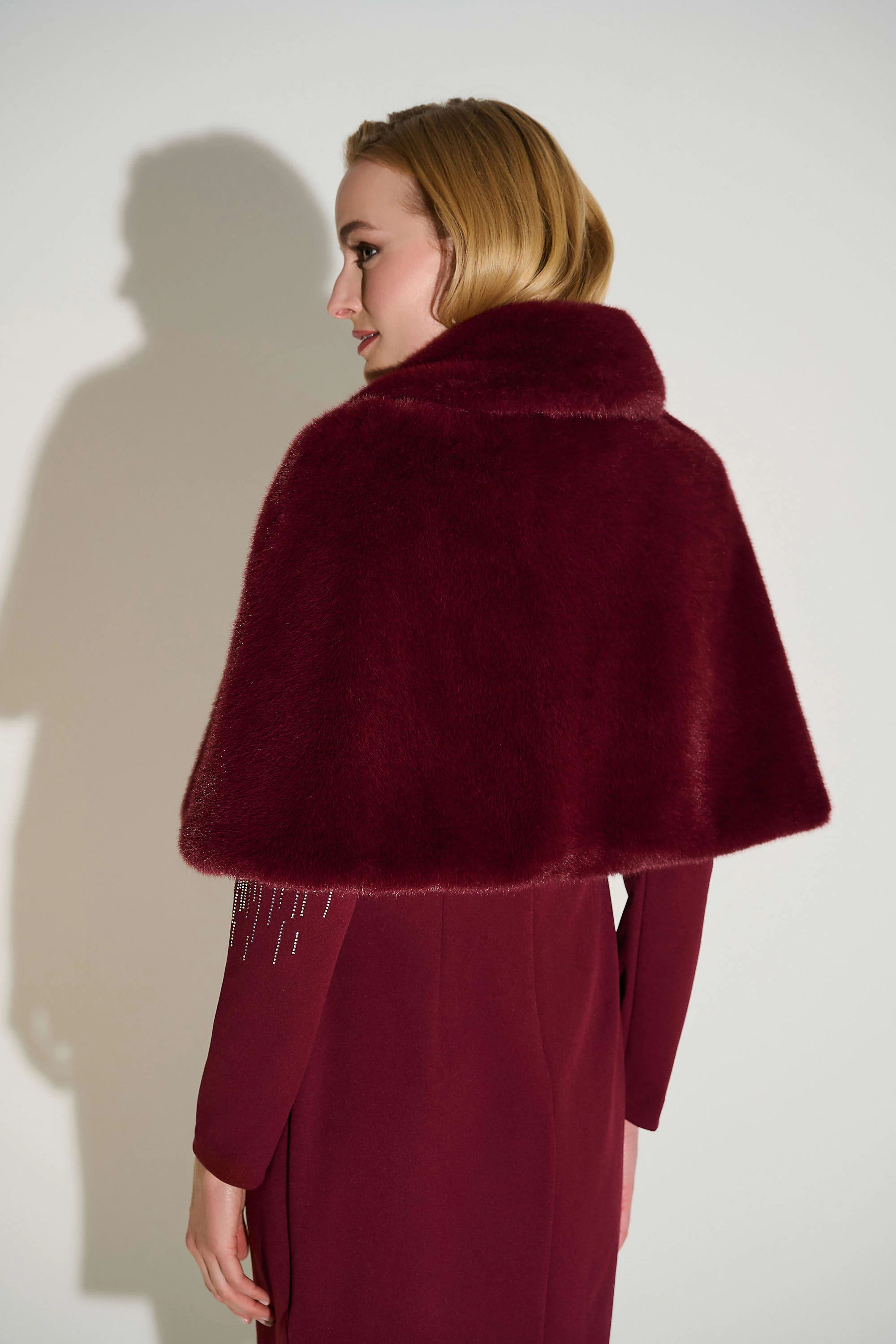 Signature | Faux Fur Cape with Crystal Brooch - Image 6