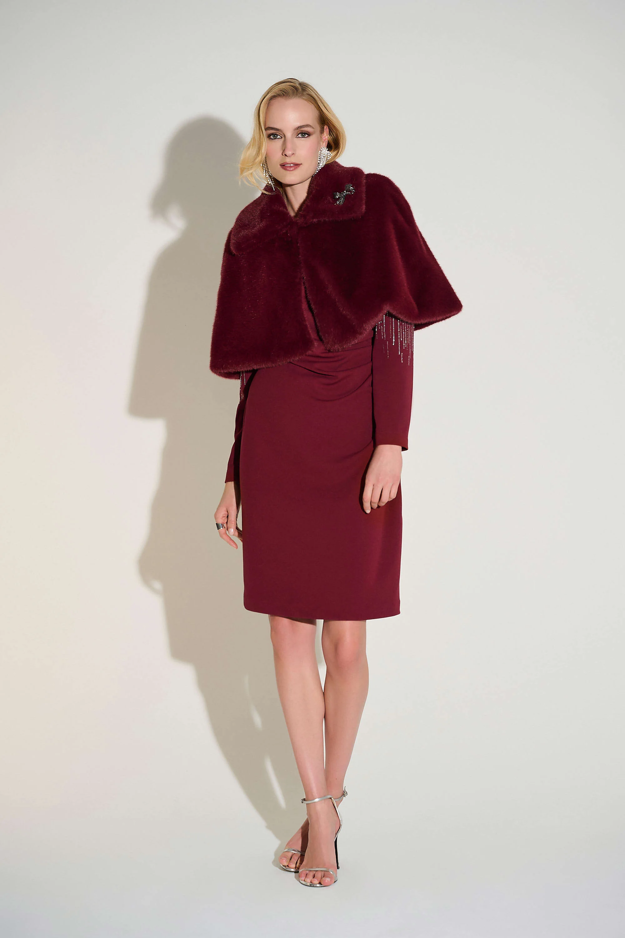 Signature | Faux Fur Cape with Crystal Brooch - Image 7