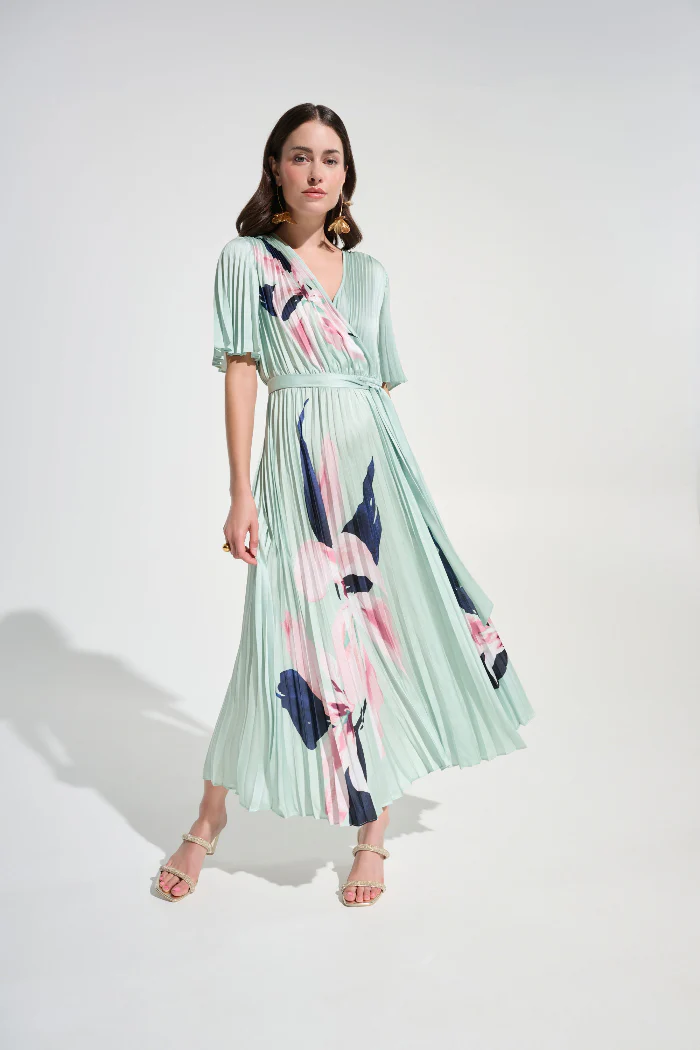 Signature Satin Floral Print Fit And Flare Dress