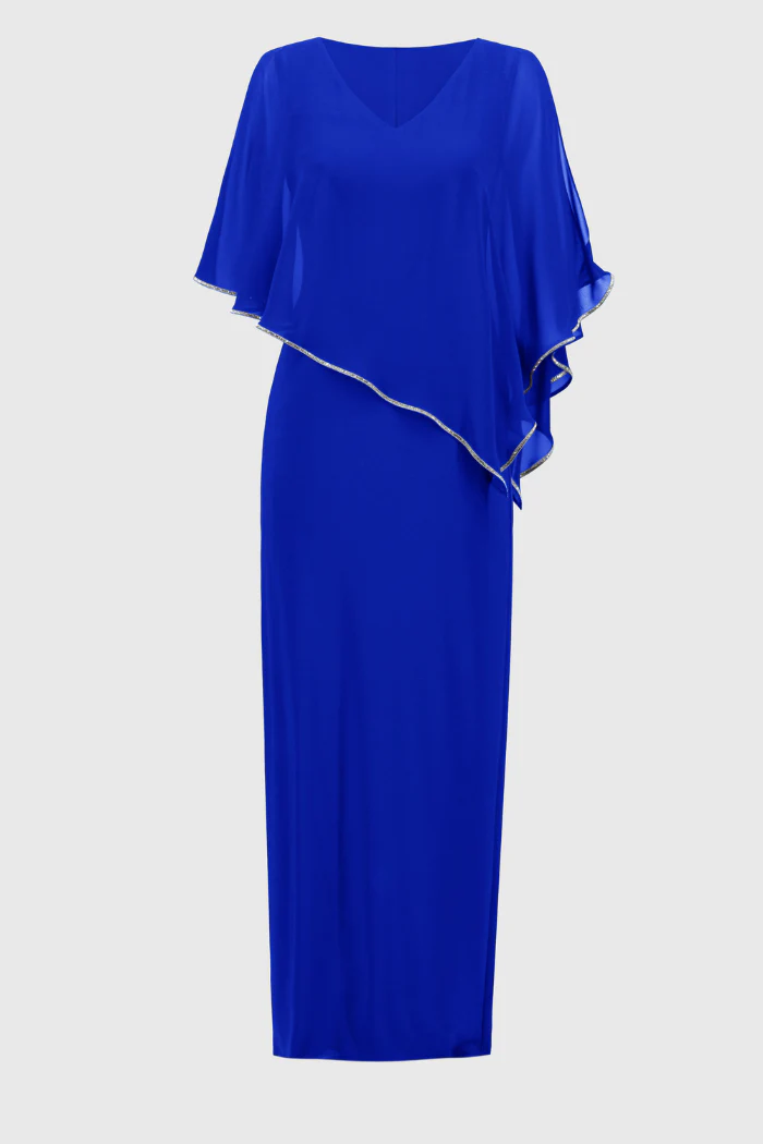 Signature | Silky Knit Chiffon Layered Gown with Cape - Image 2