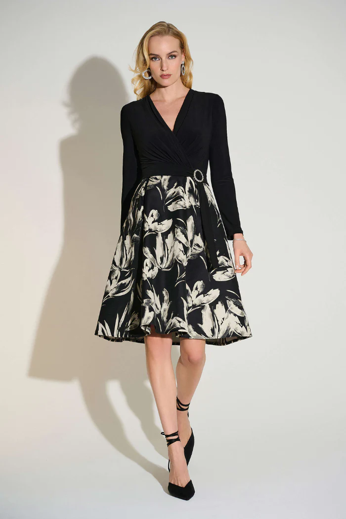 Signature | Silky Knit & Jacquard Floral Fit and Flare Dress - Image 2