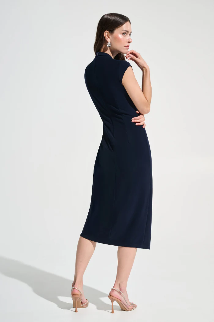 Signature | Silky Knit Wrap Sheath Dress With Rhinestone Detail - Image 4