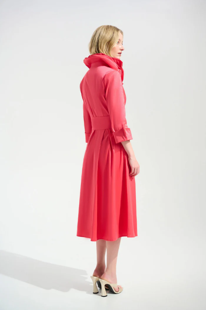 Signature | Stretch Taffeta Fit And Flare Dress With Lapel Collar - Image 3