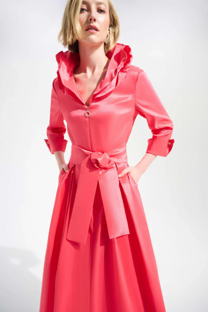 Signature | Stretch Taffeta Fit And Flare Dress With Lapel Collar - Image 4
