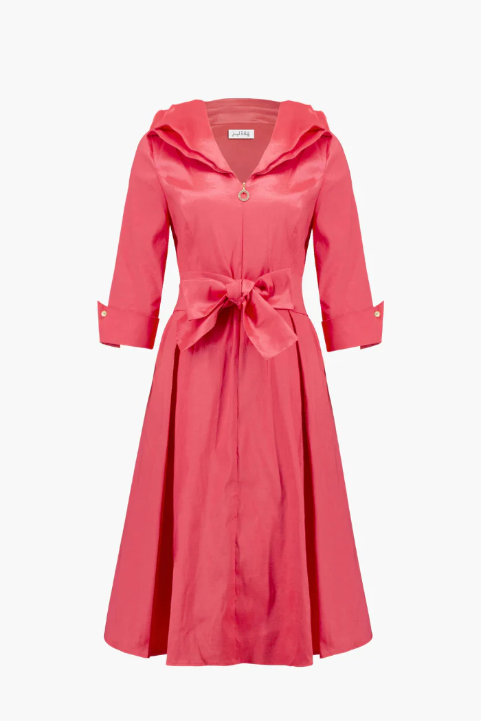 Signature | Stretch Taffeta Fit And Flare Dress With Lapel Collar - Image 6
