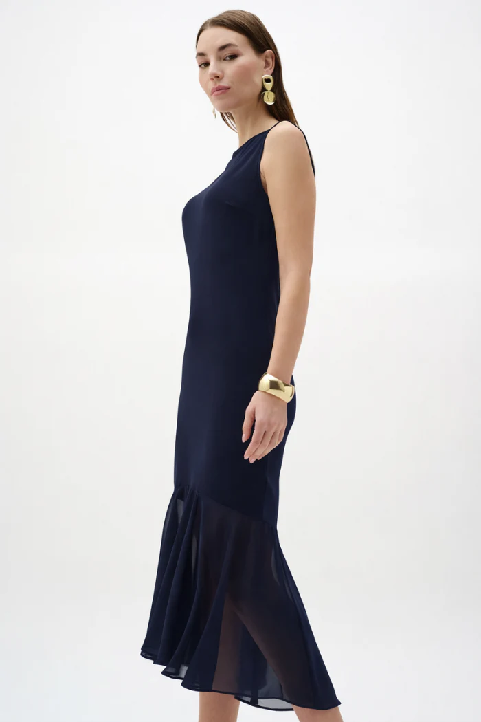 Silky Knit And Chiffon Flounce Dress - Image 2