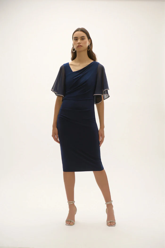 Silky Knit And Chiffon Sheath Dress - Image 2