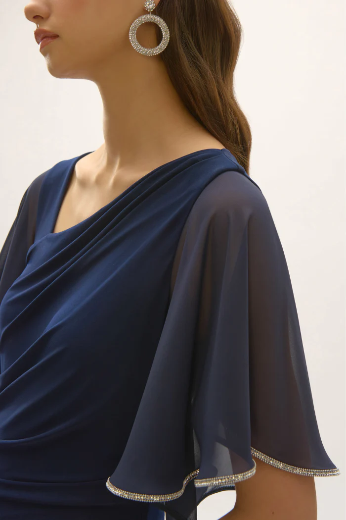 Silky Knit And Chiffon Sheath Dress - Image 6
