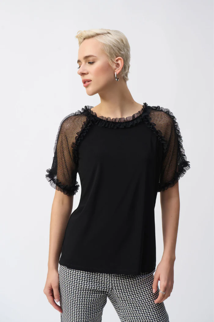 Silky Knit and Mesh Top