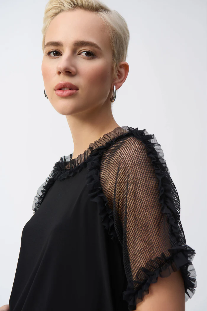 Silky Knit and Mesh Top - Image 3