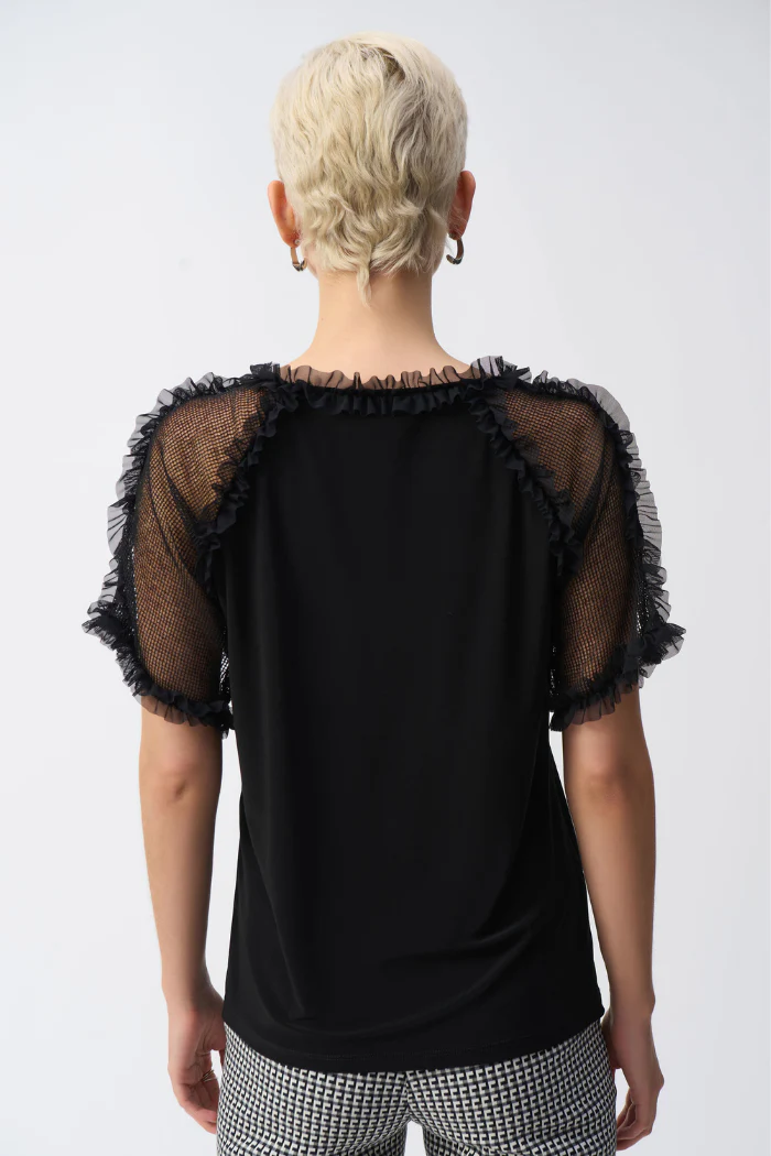 Silky Knit and Mesh Top - Image 4