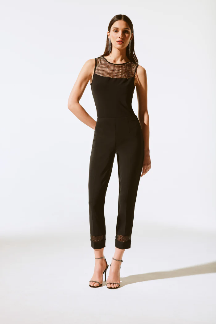 Silky Knit and Rhinestone Mesh Top - Image 3