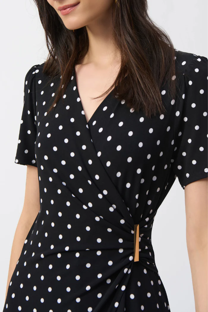Silky Knit Dot Print Wrap Culotte Jumpsuit - Image 6