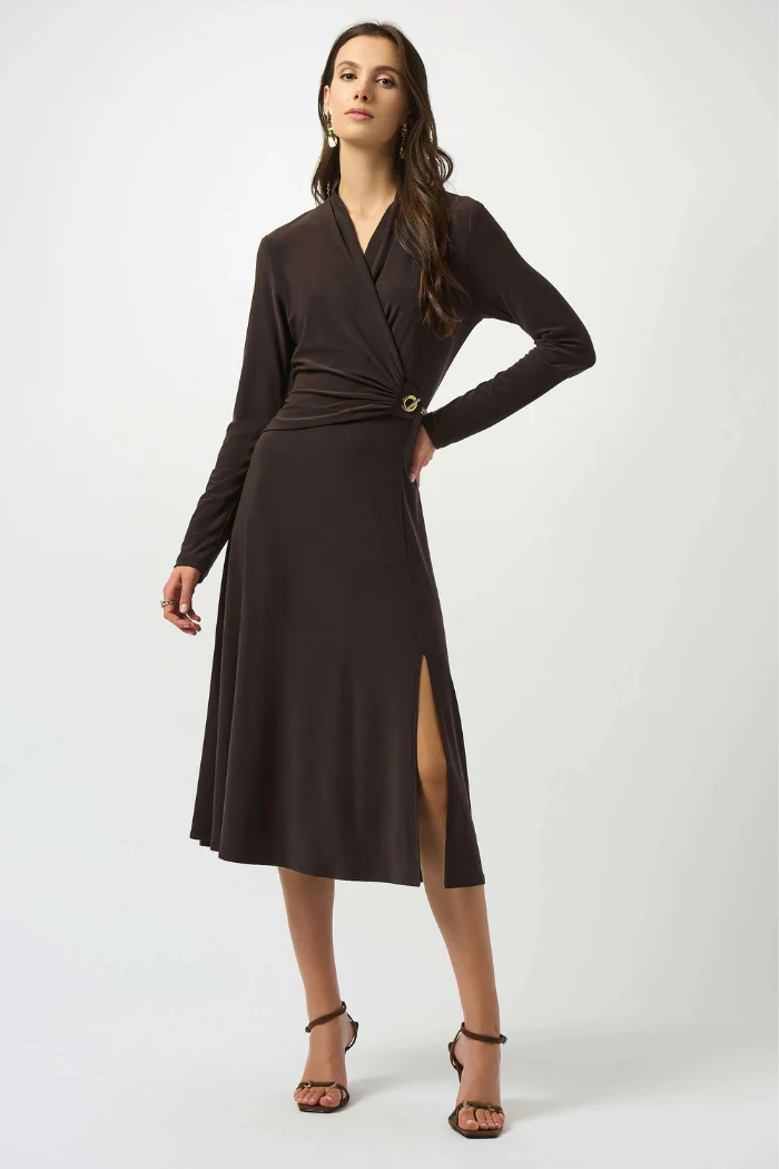 Silky Knit Fit and Flare Wrap Dress