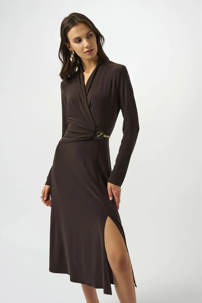 Silky Knit Fit and Flare Wrap Dress - Image 2