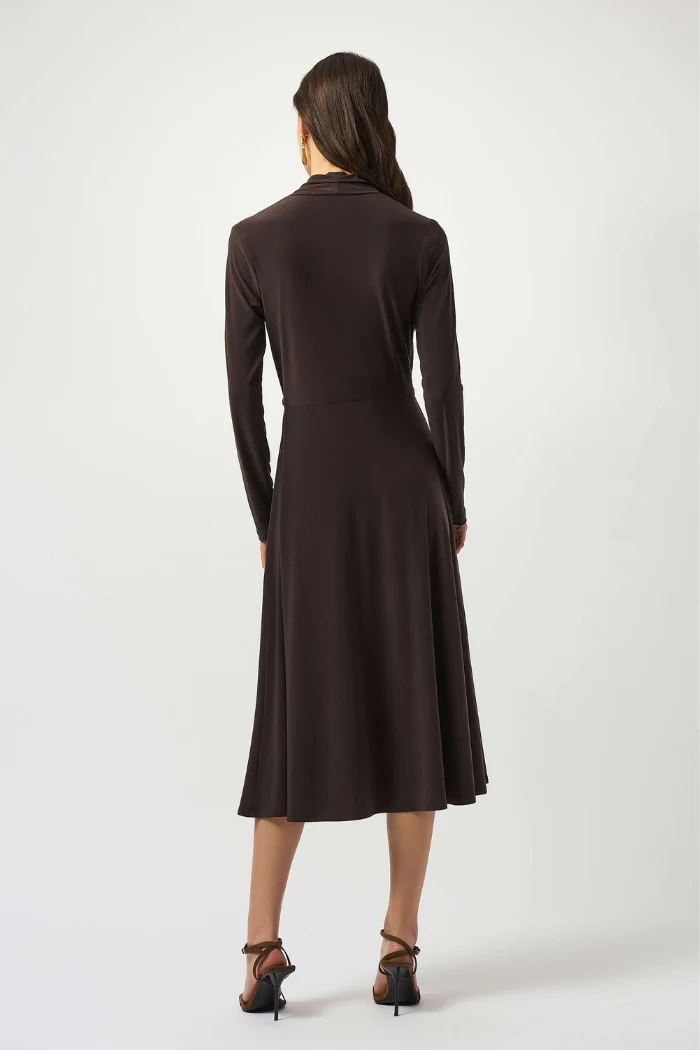 Silky Knit Fit and Flare Wrap Dress - Image 4