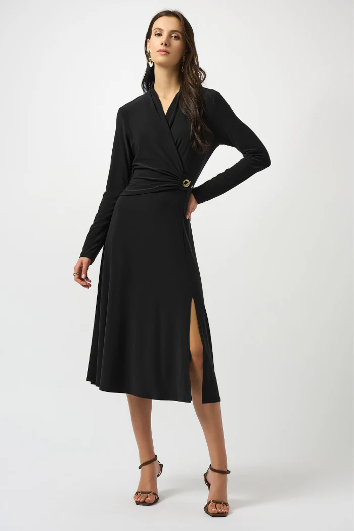 Silky Knit Fit and Flare Wrap Dress - Image 7