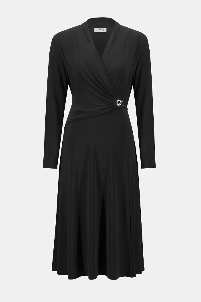 Silky Knit Fit and Flare Wrap Dress - Image 8