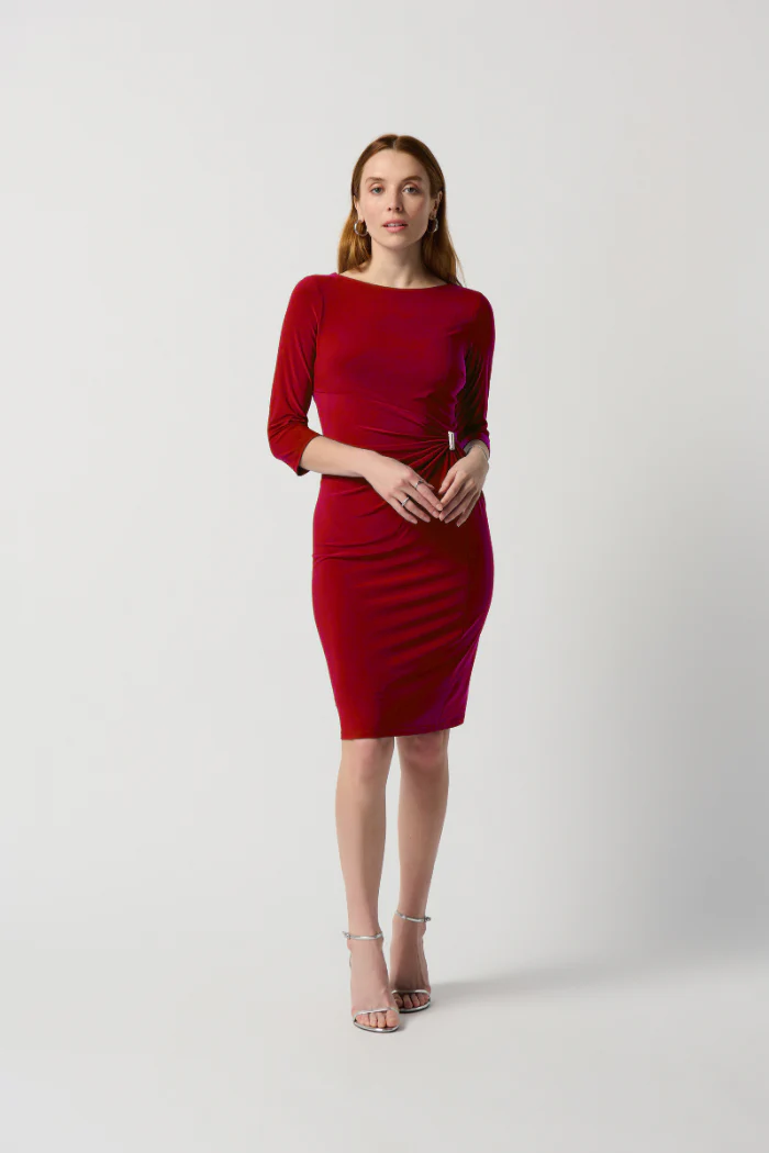 Silky Knit Sheath Dress With Ornament Detail - Image 2