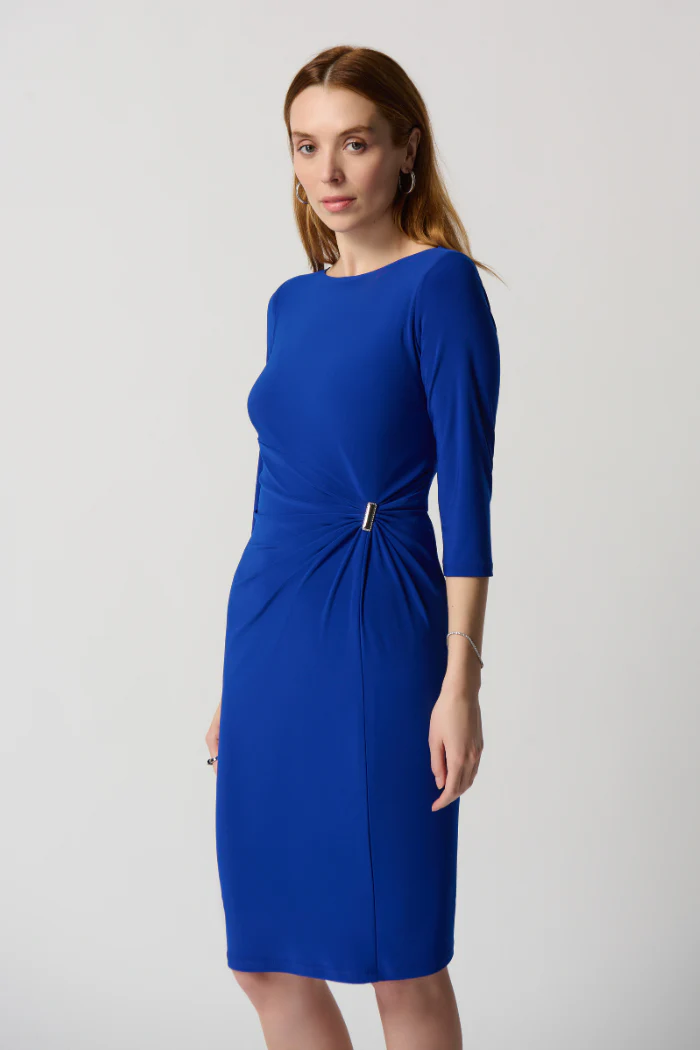 Silky Knit Sheath Dress With Ornament Detail - Image 3