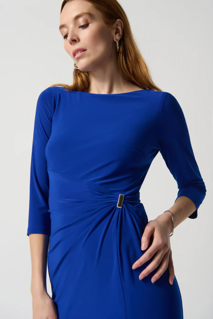 Silky Knit Sheath Dress With Ornament Detail - Image 4