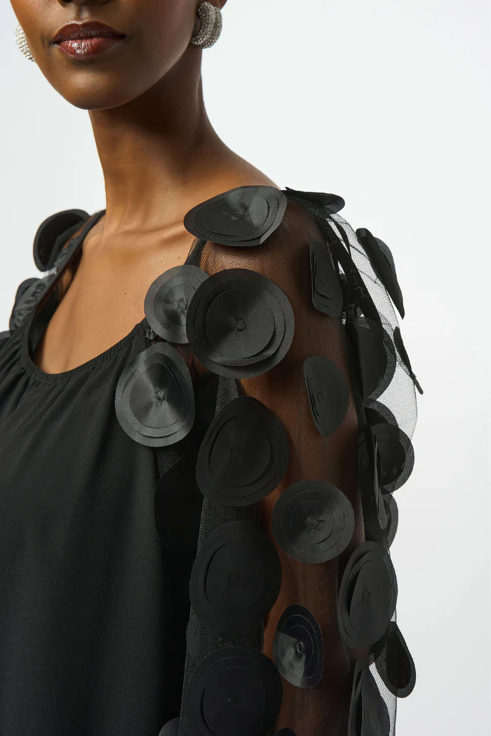Silky Knit Top With 3D Dot Sleeves - Image 3