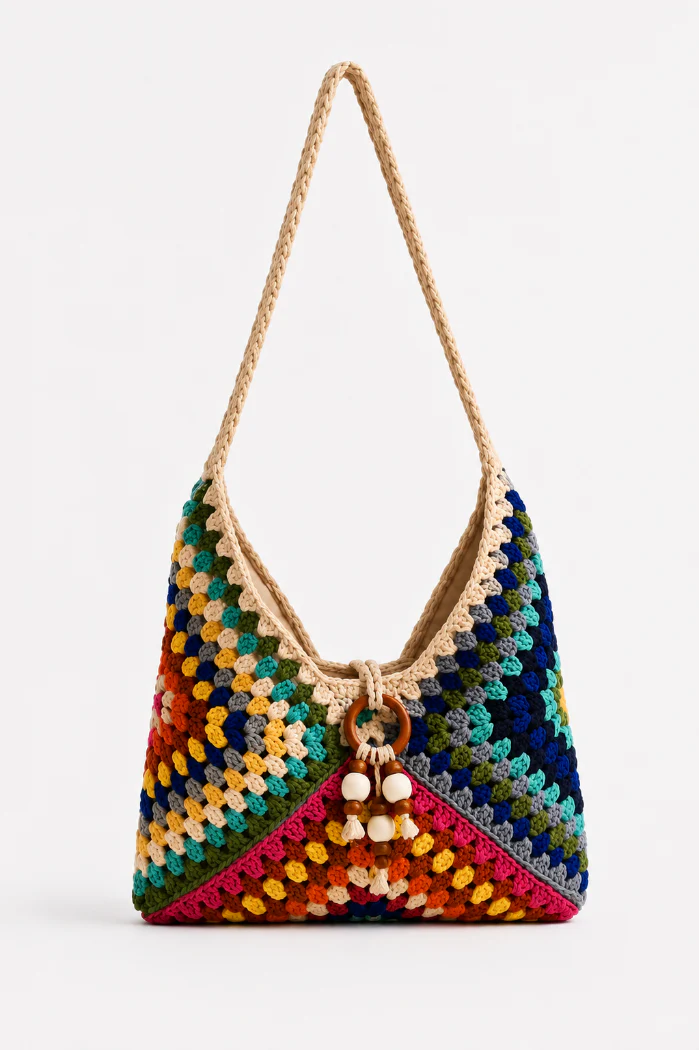 Colorful Crochet Shoulder Bag