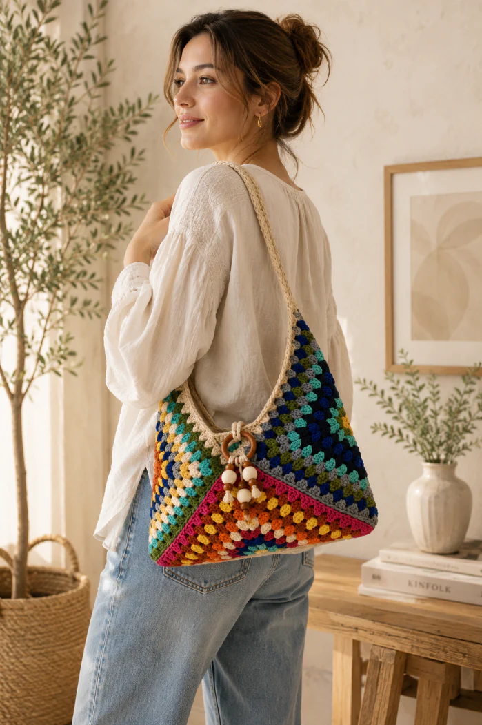 Colorful Crochet Shoulder Bag - Image 2