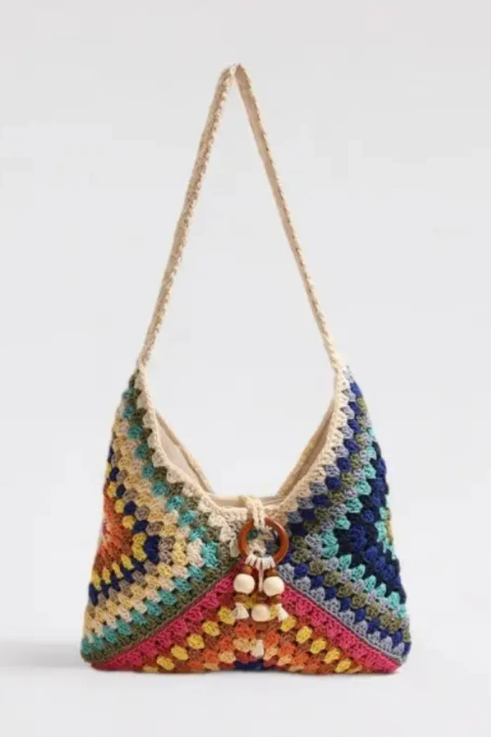 Colorful Crochet Shoulder Bag - Image 3