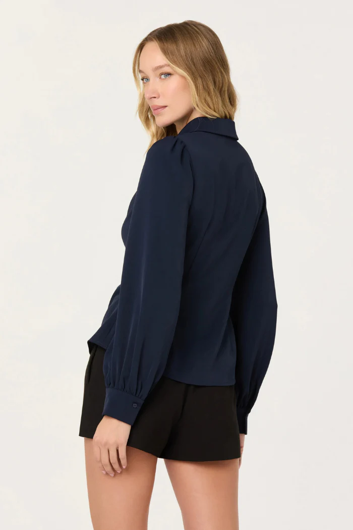 Simran Collared V-Neck Ruched Top - Image 4