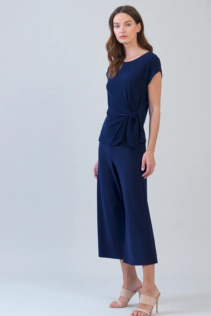 Slant Sleeve Side Tie Top Navy - Image 2