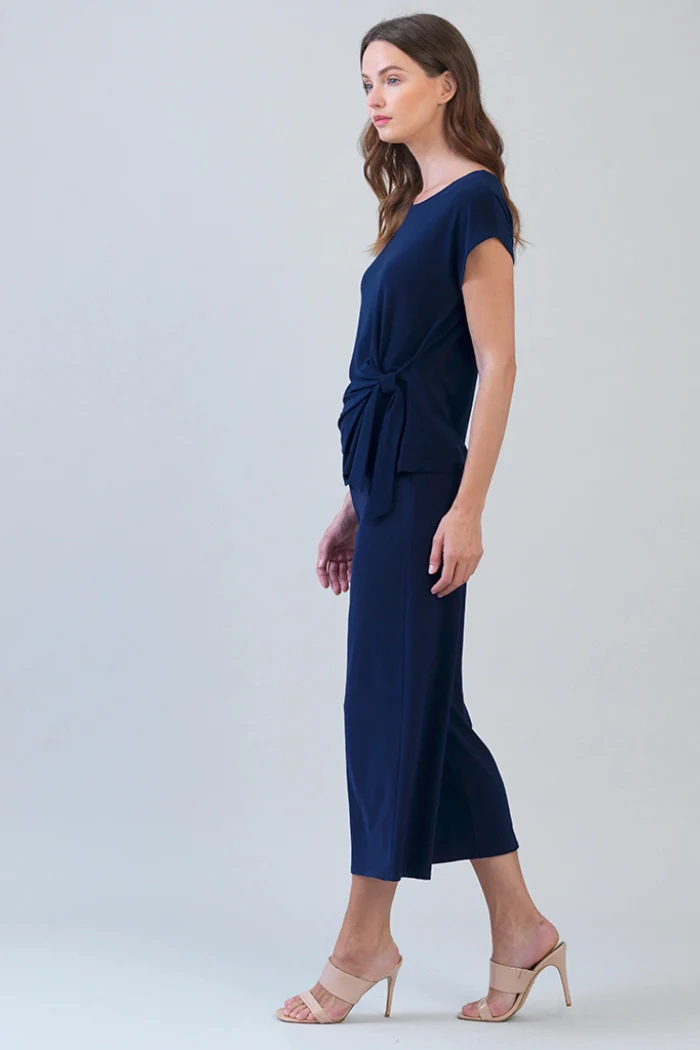 Slant Sleeve Side Tie Top Navy - Image 3