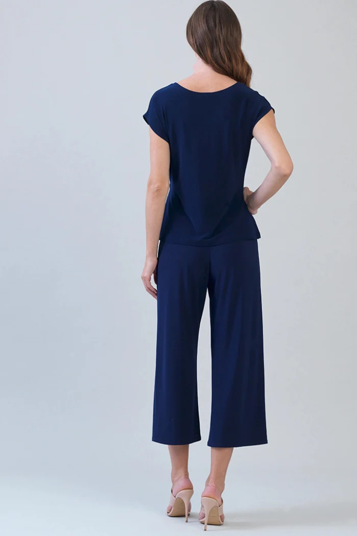 Slant Sleeve Side Tie Top Navy - Image 4