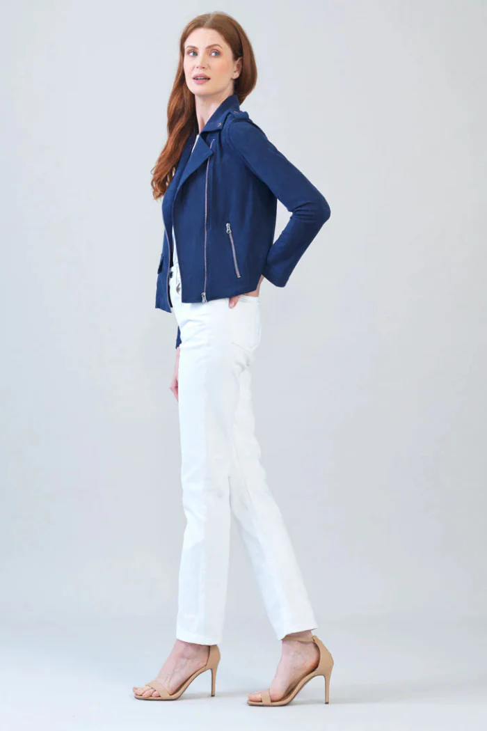 Soft Suede - Architectural Moto Jacket - Navy - Image 4
