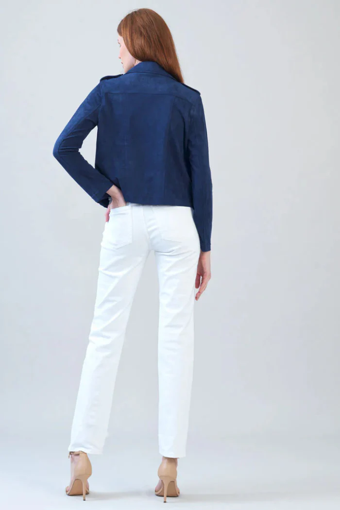 Soft Suede - Architectural Moto Jacket - Navy - Image 5