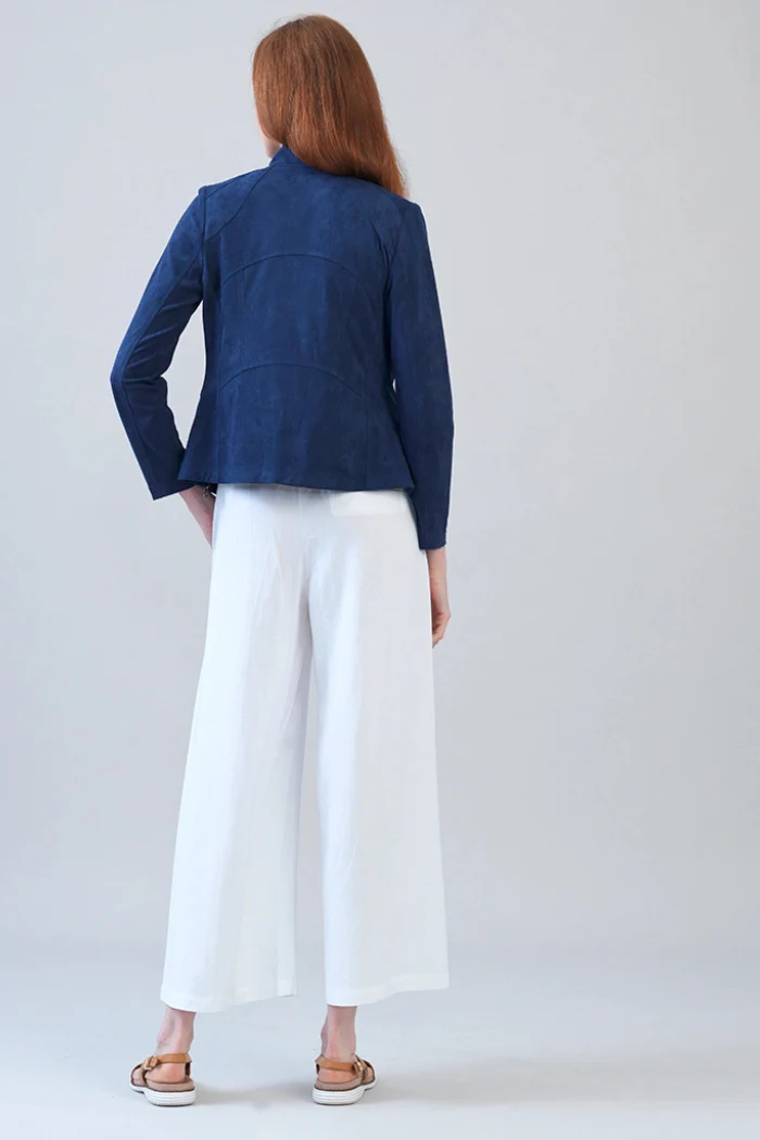 Midnight Navy Soft Suede Signature Jacket – Lightweight Stretch Moto Style - Image 5