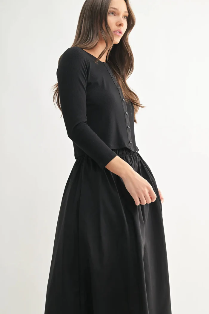 Spring Breeze Cardigan & Skirt Set - Black - Image 3
