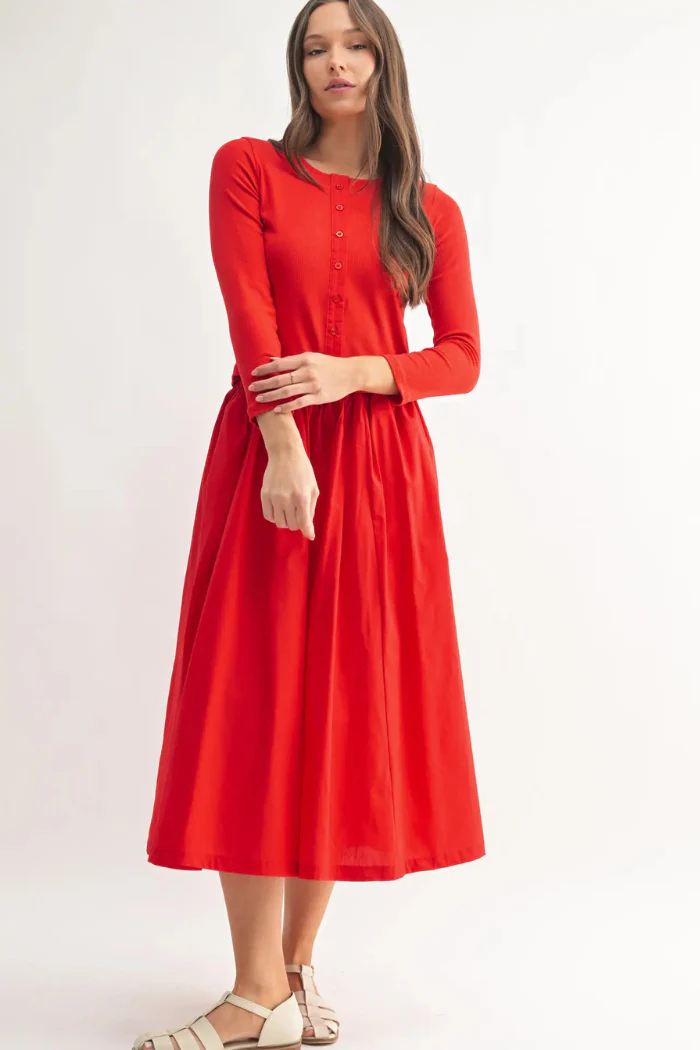 Glazed Cherry Ribbed Cardigan & Midi Skirt Two-Piece Set