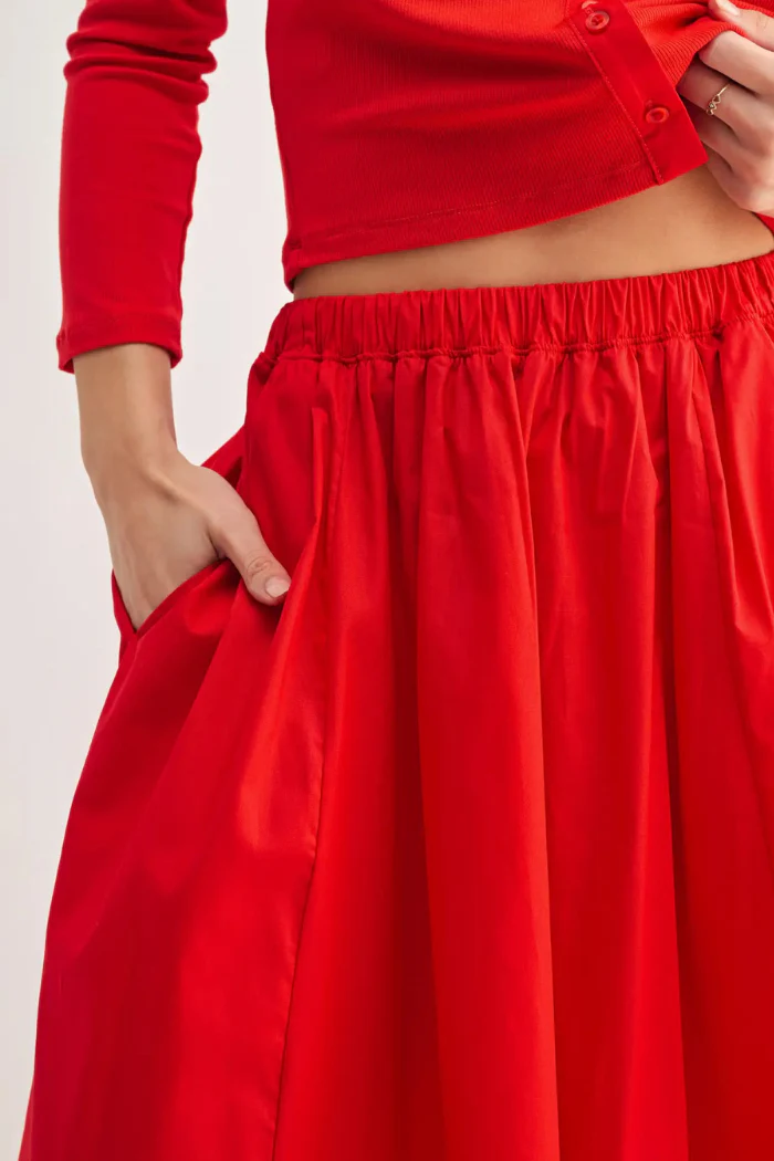Glazed Cherry Ribbed Cardigan & Midi Skirt Two-Piece Set - Image 3