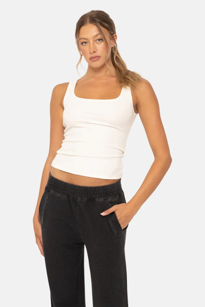 Square Neck Ribbed Tank Top