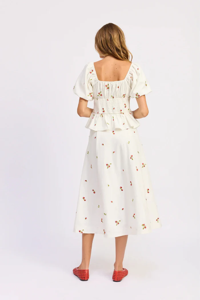 En Saison Strawberry Kiss Button-Front Pleated Midi Skirt - Image 4