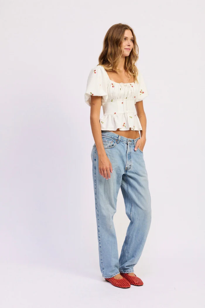 En Saison Strawberry Kiss Embroidered Peplum Top - Image 5