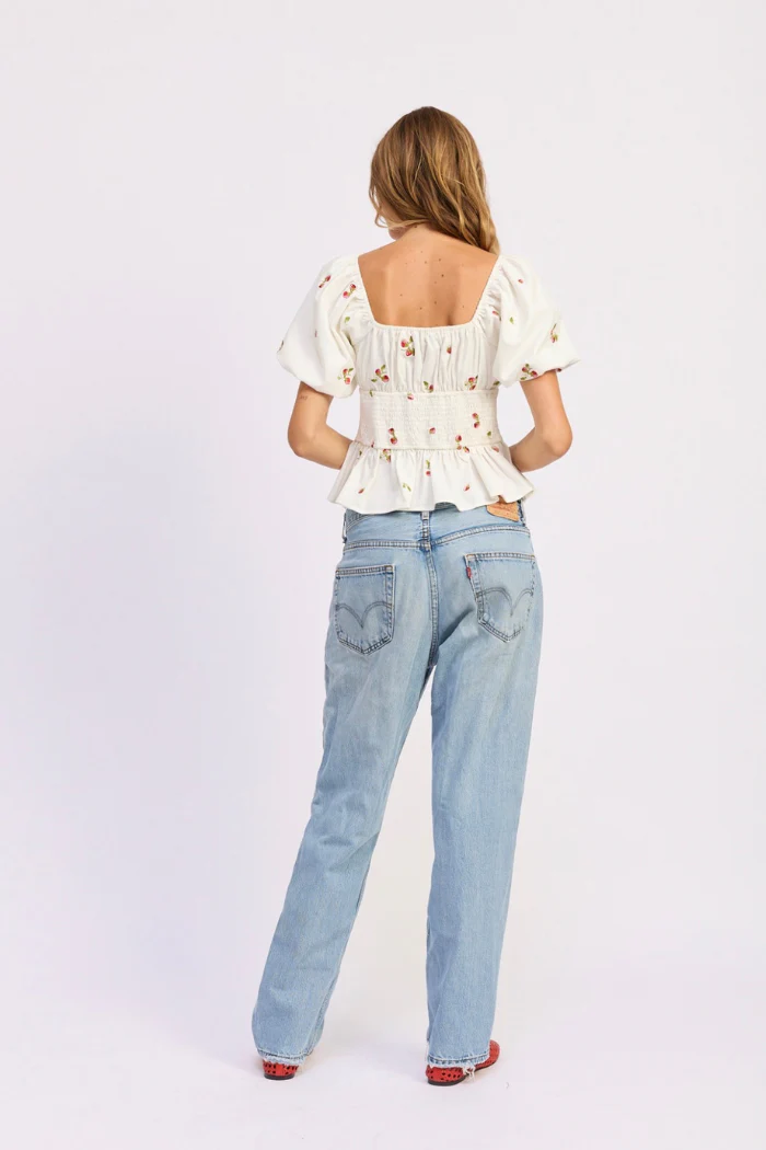 En Saison Strawberry Kiss Embroidered Peplum Top - Image 6