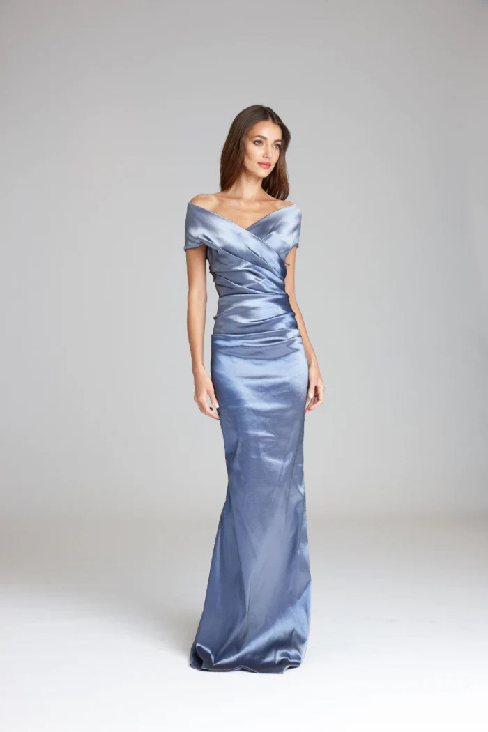 Stretch Taffeta Off The Shoulder Gown - Image 2